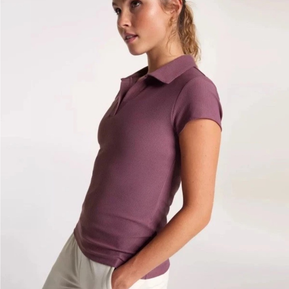 CALIA Golf XXL Women's Ribbed Johnny Collar Polo Plum Raisin NWT - Picture 9 of 9